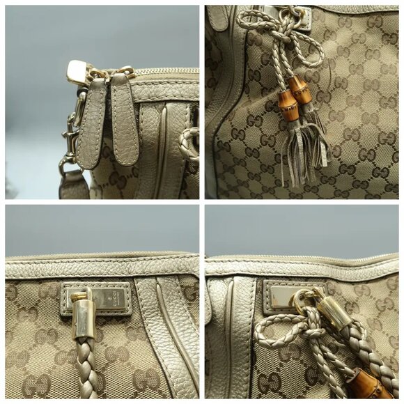 GUCCI Bella Brown Cloth Satchel 615-021425 - Picture 7 of 12